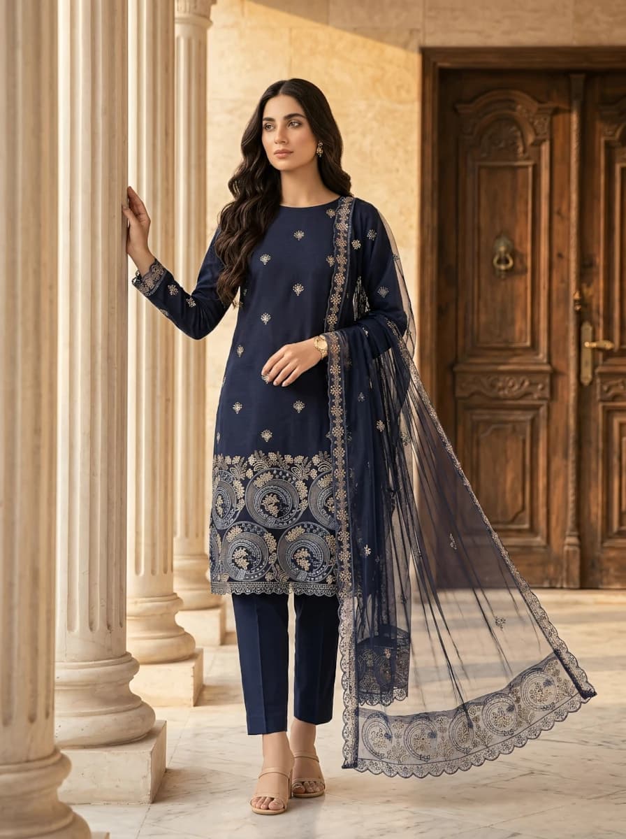 Delaya Unstitched 3-Piece Embroidered Suit | Article 180