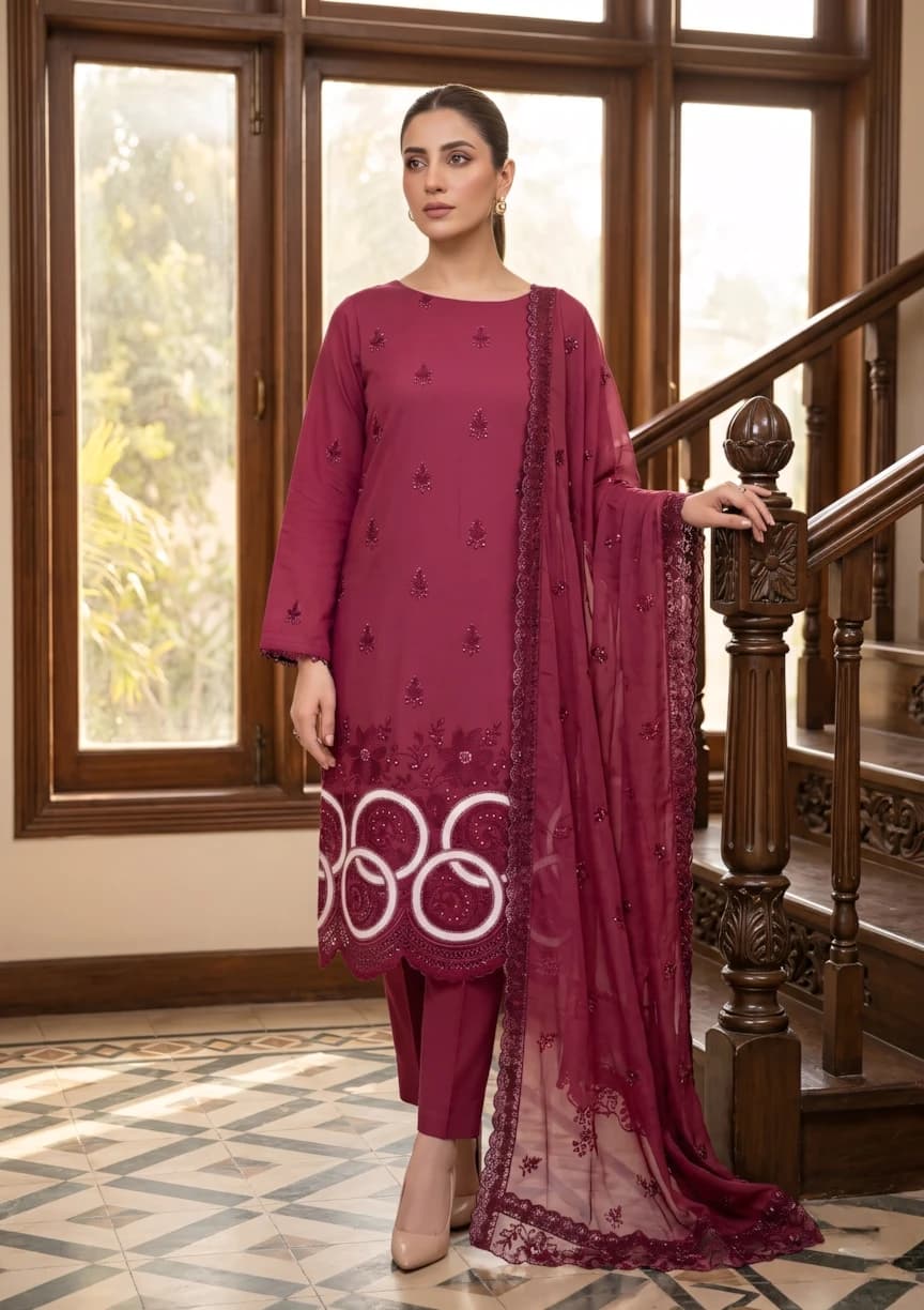 Delaya 3 Piece - Embroidered Lawn Suit Unstitched
